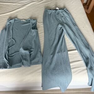 Sabo Skirt Textured Blue Pajama Set